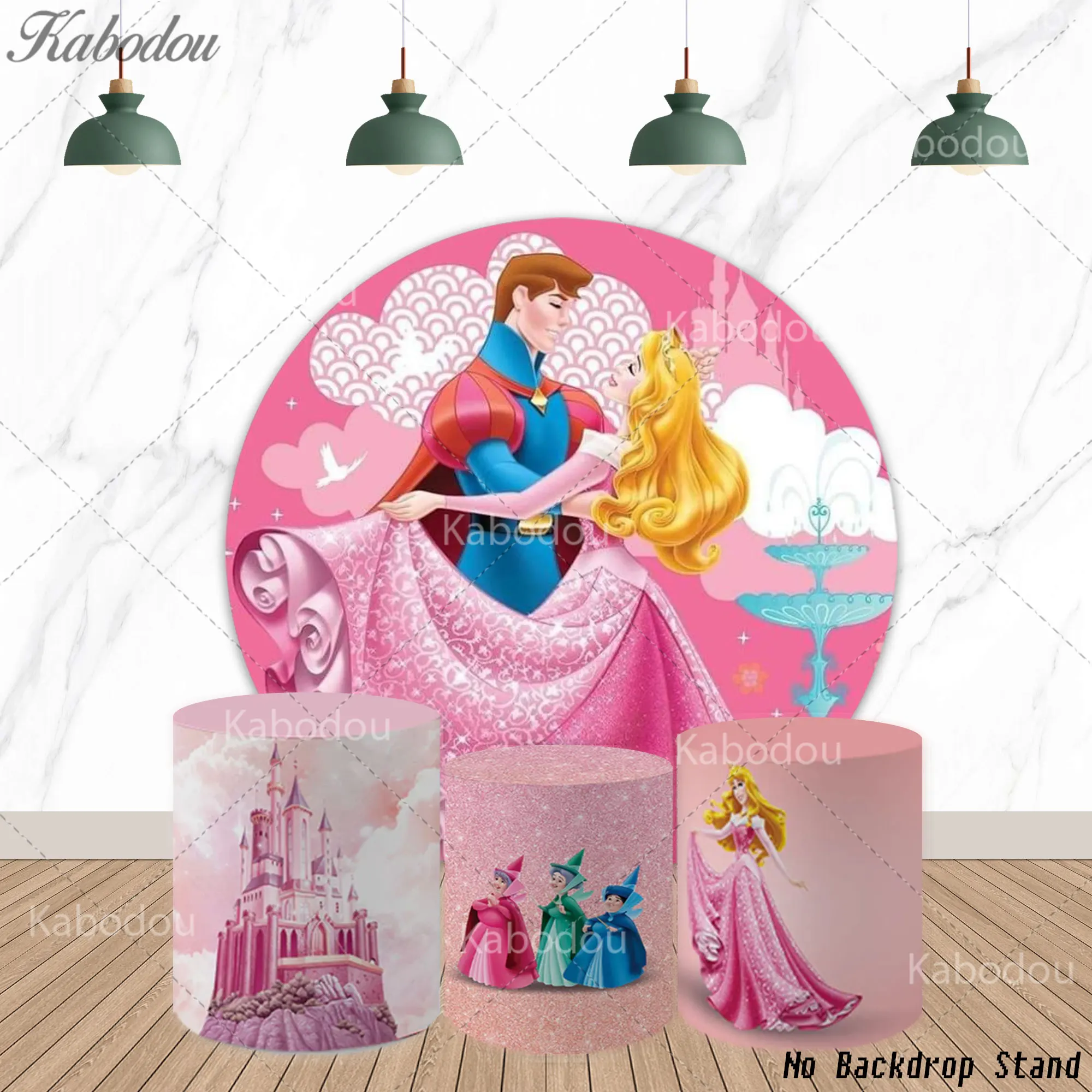 

Sleeping Beauty Aurora Round Backdrop Girl Birthday Princess Prince Party Decor Baby Shower Photography Circle Background Banner