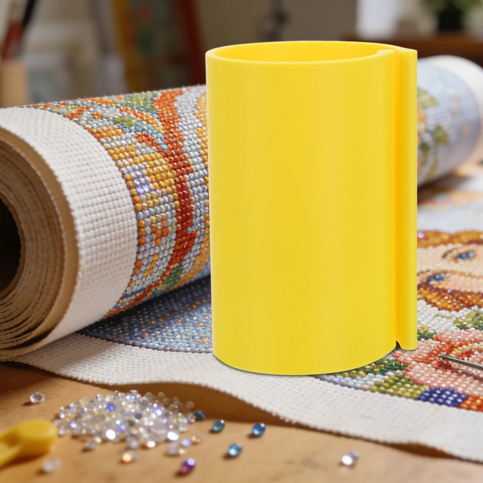 

2pcs Scroll Clip Compact Canvas Roll Holder Flat Art Storage Portable Craft Organizer Reusable Rhinestone Art