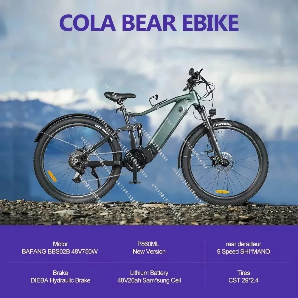 New Version Aluminum  Electric Mountain Bike 750W 48V with Bafang BBS02 Mid  Motor Kit 27.5