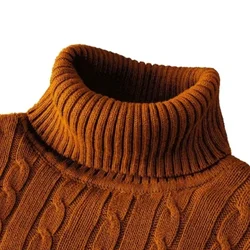 Maglione a collo alto da uomo Pullover tinta unita lavorato a maglia caldo dolcevita casual Felpa in lana da uomo invernale da esterno