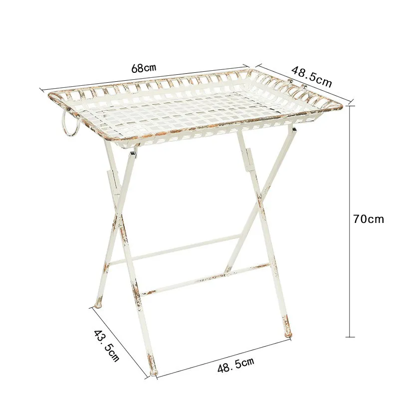 Vintage Metal Garden Table, Rustic Folding Potting Bench, French Country Balcony Plant Stand, Outdoor Display Table