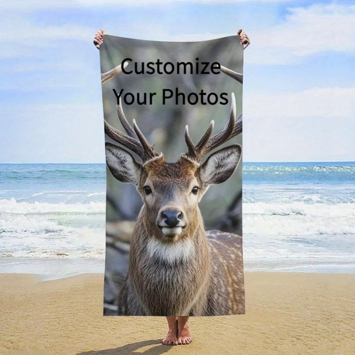 Custom‑Print Single‑Piece Photo Beach Towel, Vacation Towel | Summer Vibe Accessory, Sand‑Resistant Towel, Beach Accessory