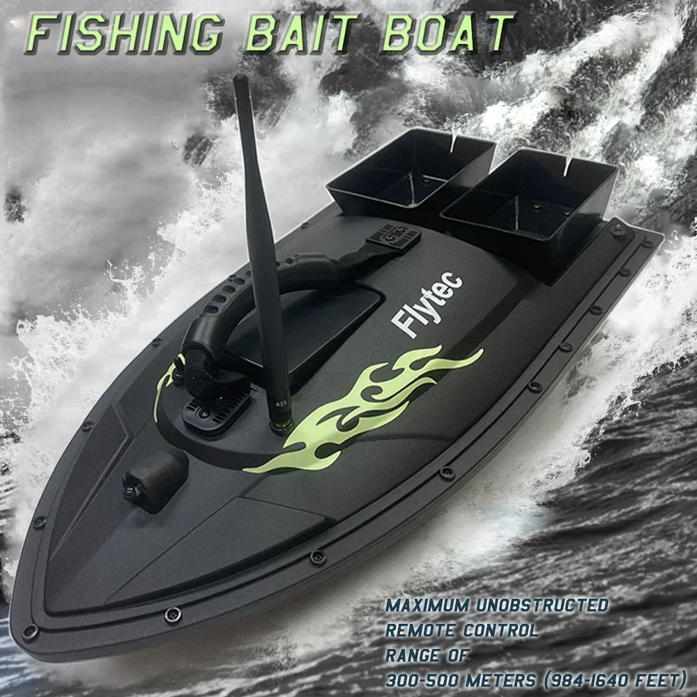 

500m RC 2-Motor Fishing Bait Boat, Dual Compartment, Large Battery, LED Lights, Stable, 1.5kg Load，Ideal for Night Fishing.