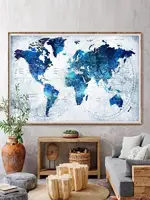Modern World Map Canvas Art Decorative Poster for Living Room Bedroom Walls Stylish Housewarming Gift 2