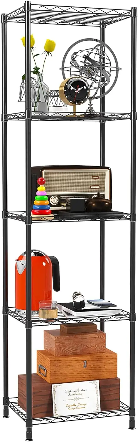 

5 Tier Fixed Layer Spacing Storage Shelf Metal Storage Rack Wire Shelving Unit Storage Shelves Metal 660Lbs Capacity