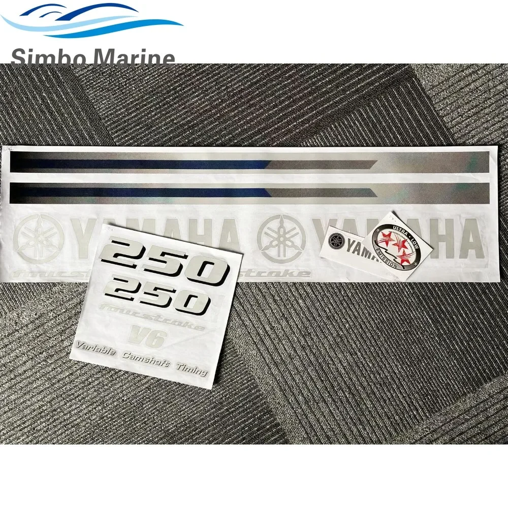 

Decals Sticker Set For Yamaha 250 hp 4 Stroke Outboard Engine Reproduction Marine