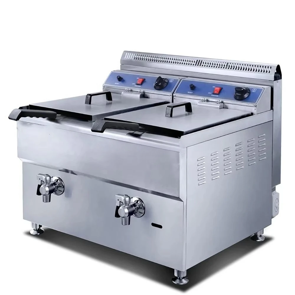 Restaurant Commercial Equipment Liquefied Frying Heating Fast Large Capacity Double Tank Fryer Chips