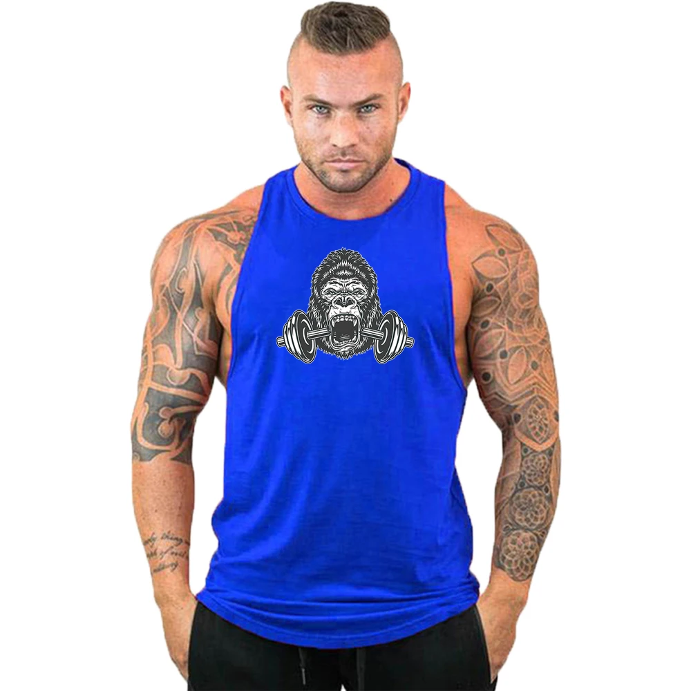 

Summer fashion trend printed pattern fitness vest men's fitness sleeveless fitness suit men's muscle running colorful vest top