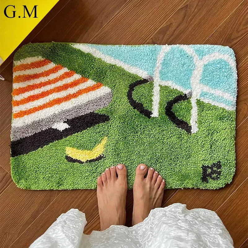 

Flocking Bathroom Mats Absorbent Quick Dry Bath Rug Shower Pad Tufted Non-Slip Bathtub Rugs Entrance Door Mats Bedside Floor Mat