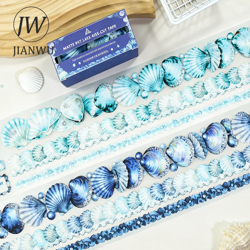 Набор из 3 рулонов винтажной ПЭТ-ленты JIANWU с жемчужными ракушками для коллажей и скрапбукинга, креативные материалы для DIY-журналов и канцелярских товаров