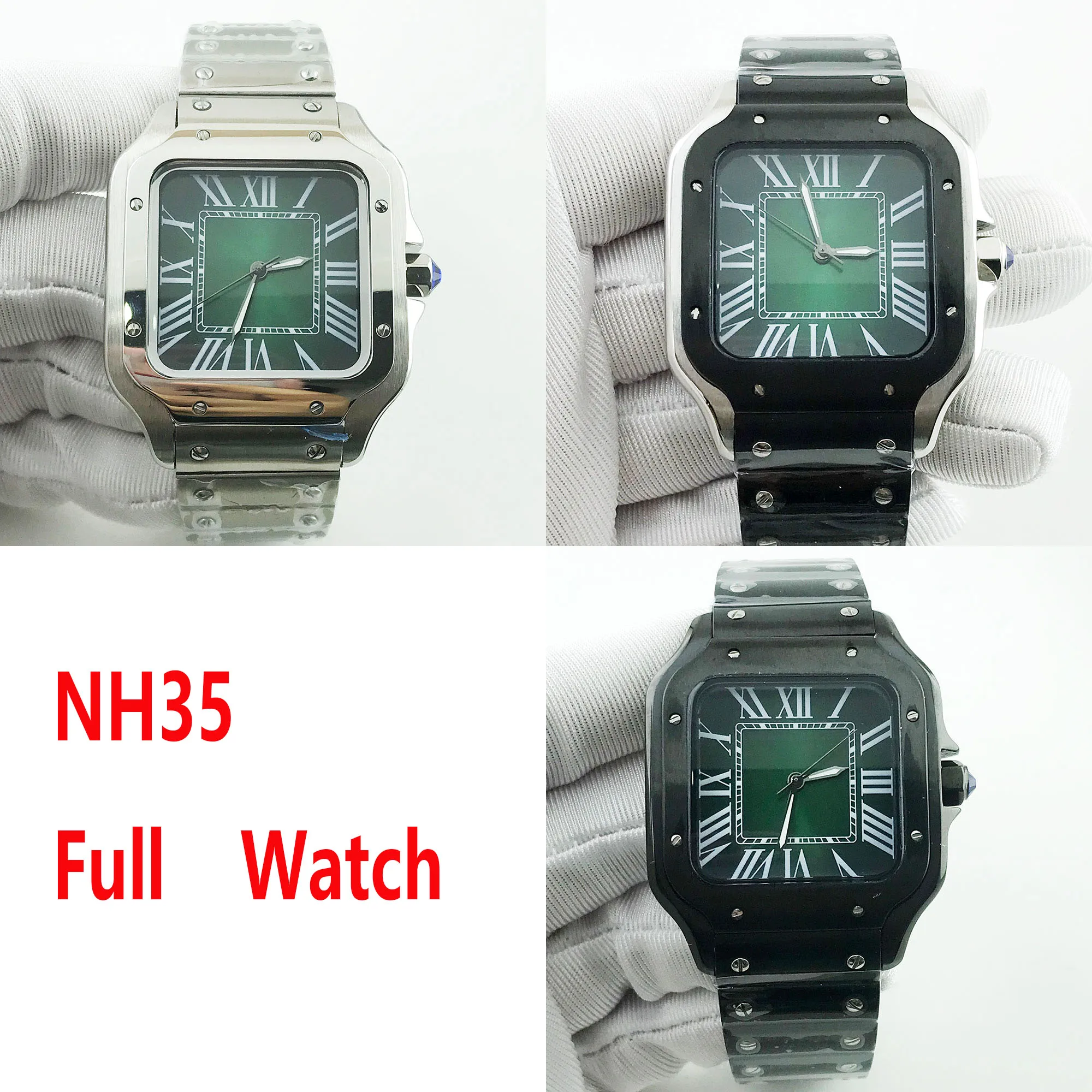 

NH35 Case Square Case Man's watch Folding Buckle Roma Dial stainless steel Mechanical Wristwatches NH35 movement watch