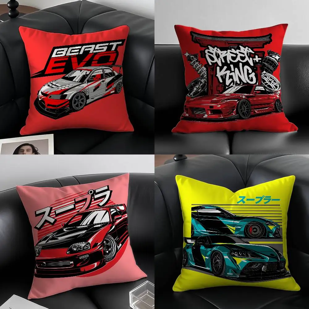 Klassischer, hübscher Kissenbezug mit Sportwagen-Aufdruck, Anti-Dustmite-Kissenbezug, unsichtbarer Reißverschluss, seidiger, kurzer Plüsch-Sofa-Kissenbezug