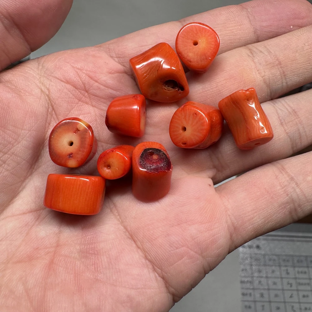 Wholesale Natural Orange Coral Beads 10pcs/pack Red Sea Bamboo Coral Loose Bead Pendant,for Jewelry DIY