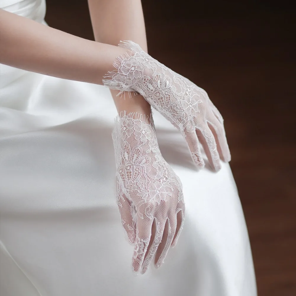 Guantes de conducción finos para Cosplay, guantes cortos para banquete, vestido de cena, manoplas de boda, guantes largos de encaje, guantes de malla nupcial para fiesta