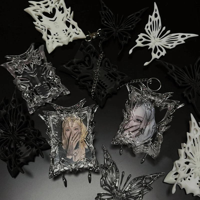 Aesthetic 3D Transparent Butterfly Photocard Holder Kpop Small Card Protector Card Display Cover Advanced Sense Card Cover