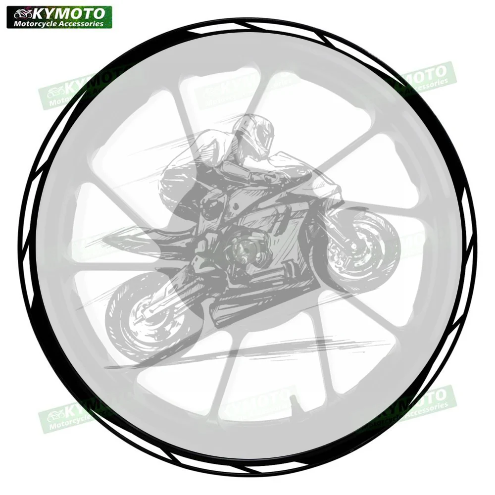 

For Z400 Z1000 ZX-6R 10R ER-6N motorcycle accessories 17 inch front and rear wheel stickers fairing reflective decals decoration