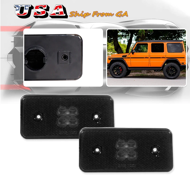 

Side Marker Lamp Housings For 2002-2014 Mercedes W463 G-Class G500 G550 G55 G63 AMG,Replace Front/Back OEM Amber/Red Sidemarkers