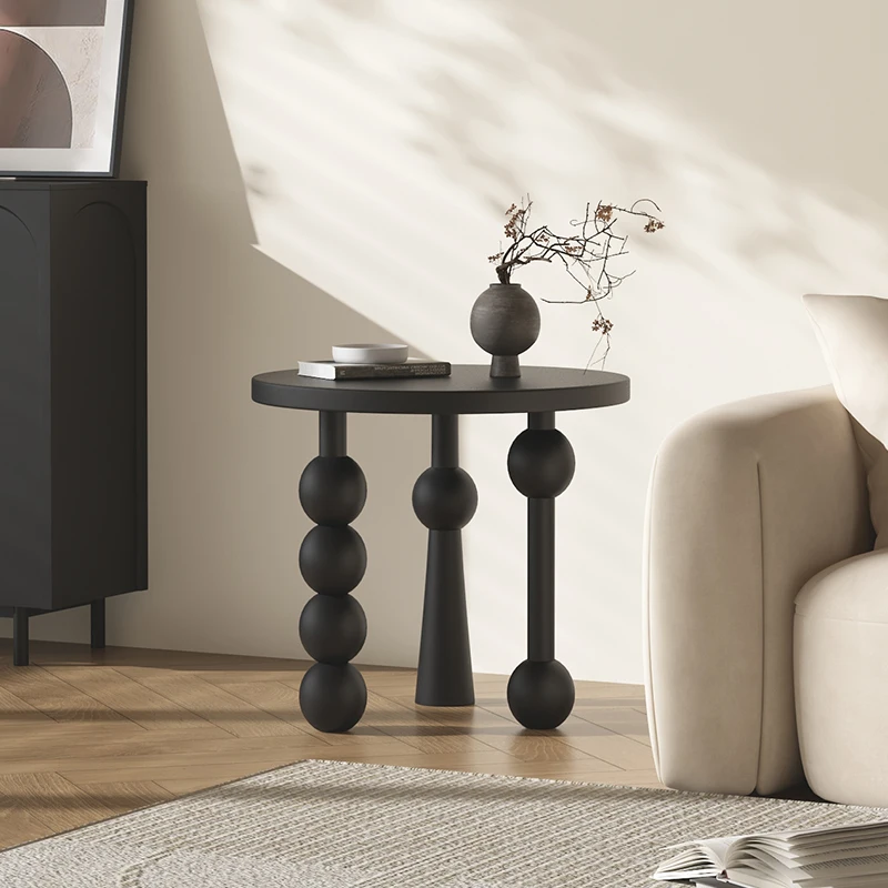 

Living room small side table Household sofa side Round solid wood coffee table Pine round table