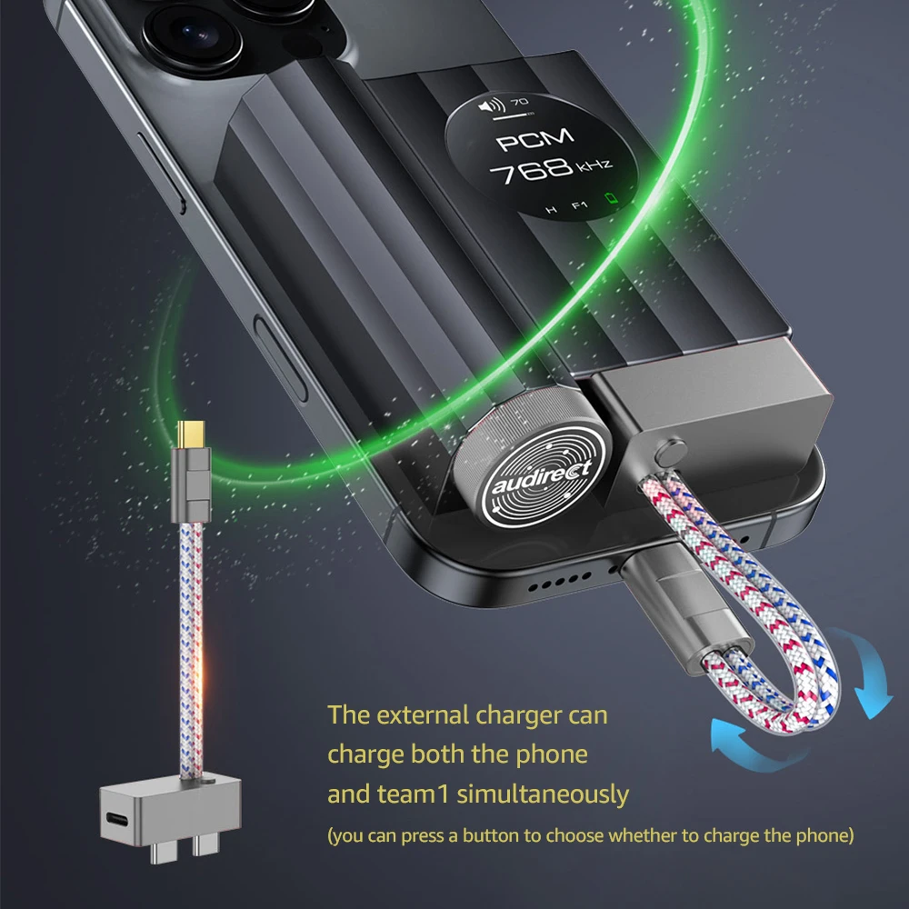 Audirect T-2 IPS USB-C Cable For Team1 Supports Simultaneous Use and Charging