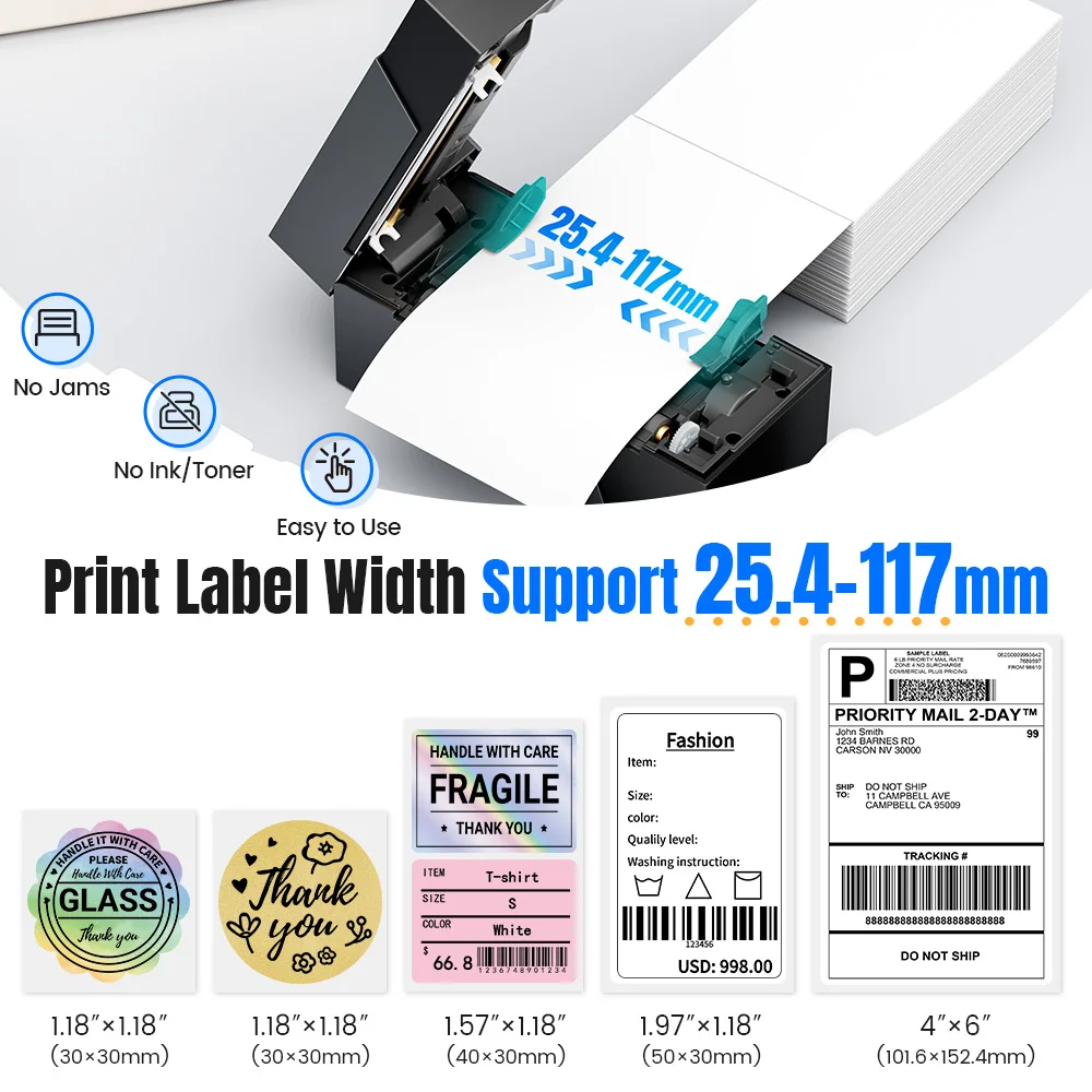 247-WF 4x6 WiFi Thermal Shipping Label Printer for Multiple Types of Platforms, Commercial & Home Use, Wireless Thermal Printer