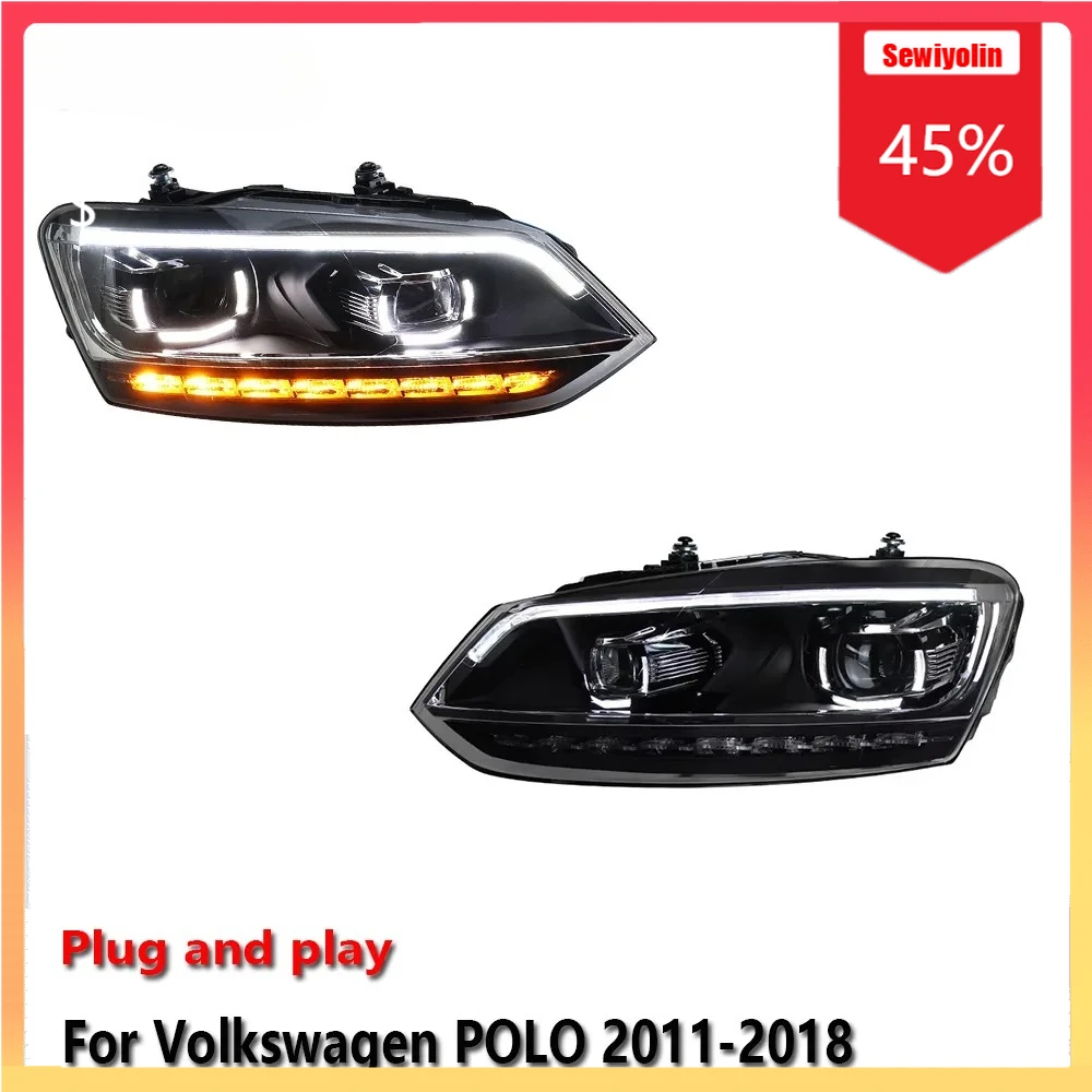 

Car LED Headlight Automobile Parts For Volkswagen POLO 2011-2018 Fog DRL Brake Turn Signal Lamp Plug and Play