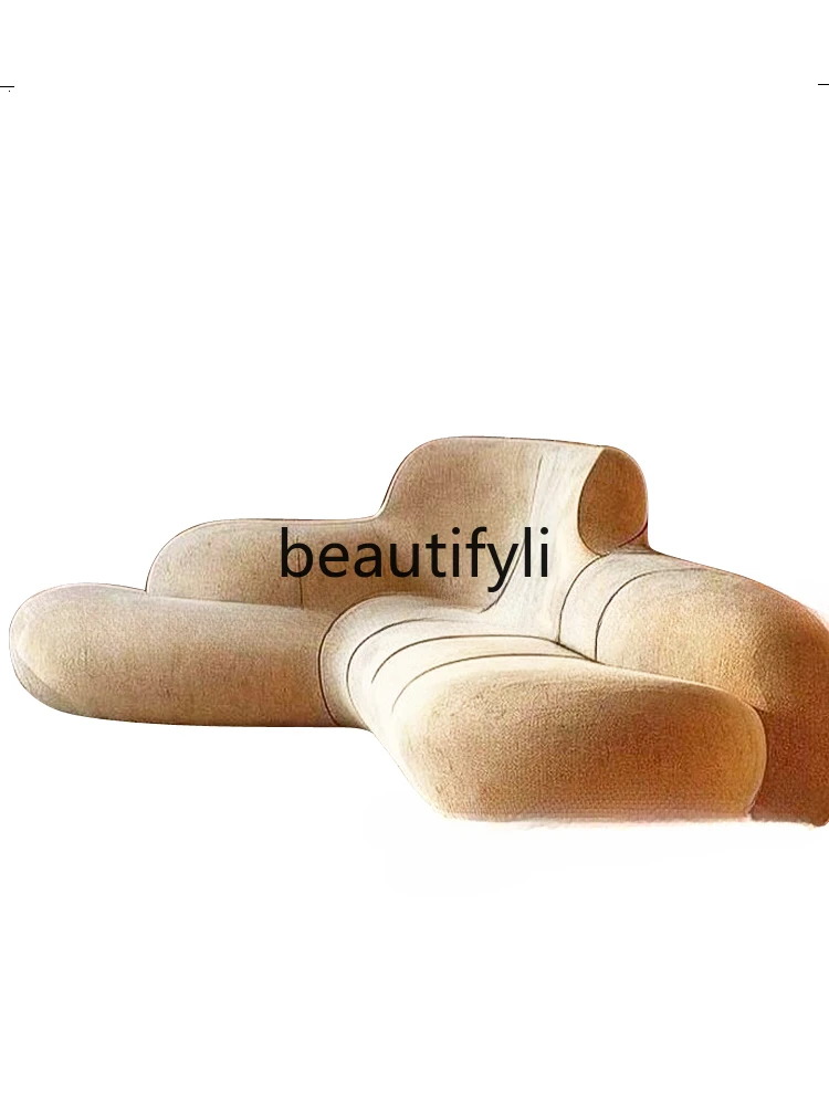 

Corner L-shaped combination sofa, hug type, designer cream style multi-person sofa