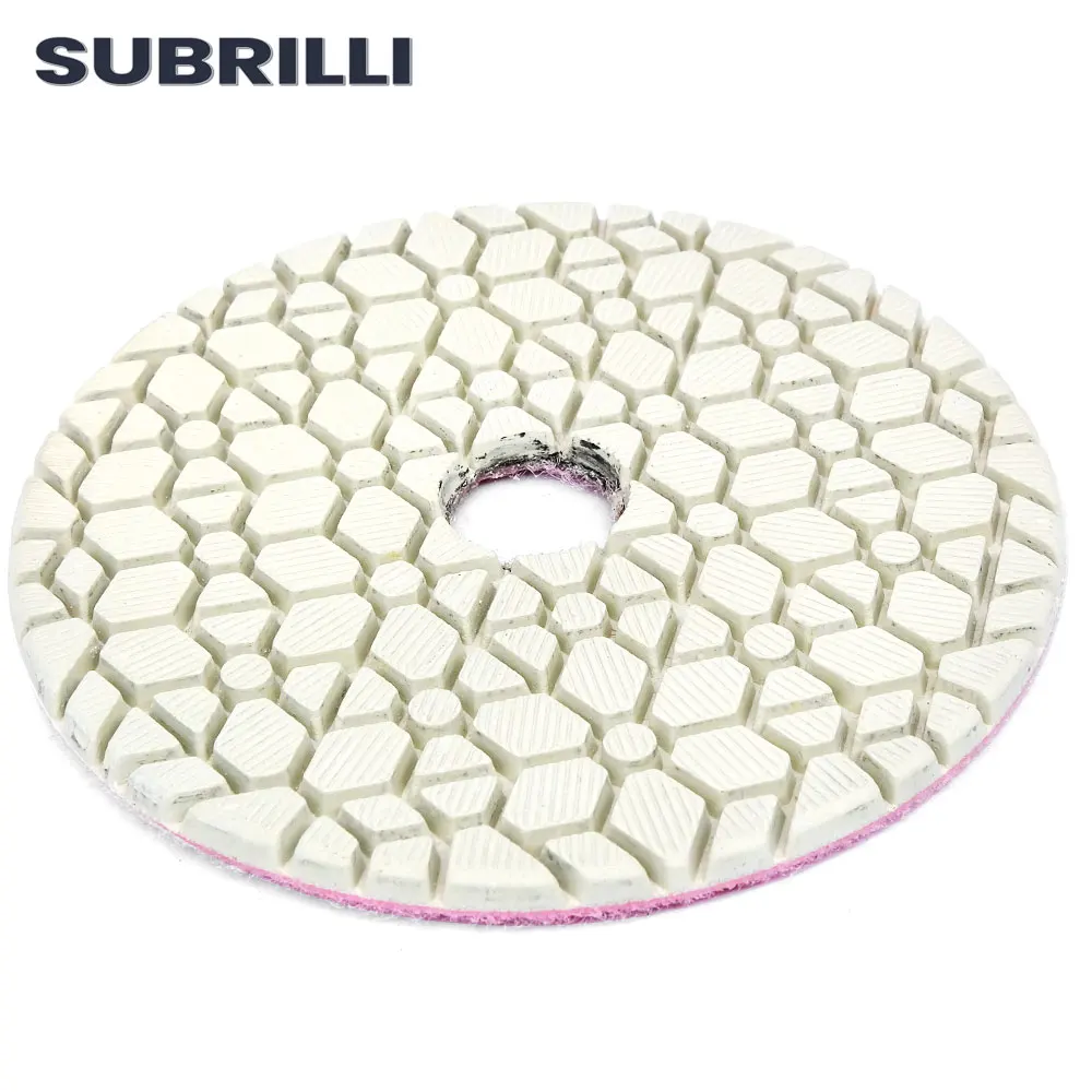 SUBRILLI 4 Iinch 3step Diamond Polishing Pads Super Flexible Grinding Disc Abrasive For Granite Marble Concrete