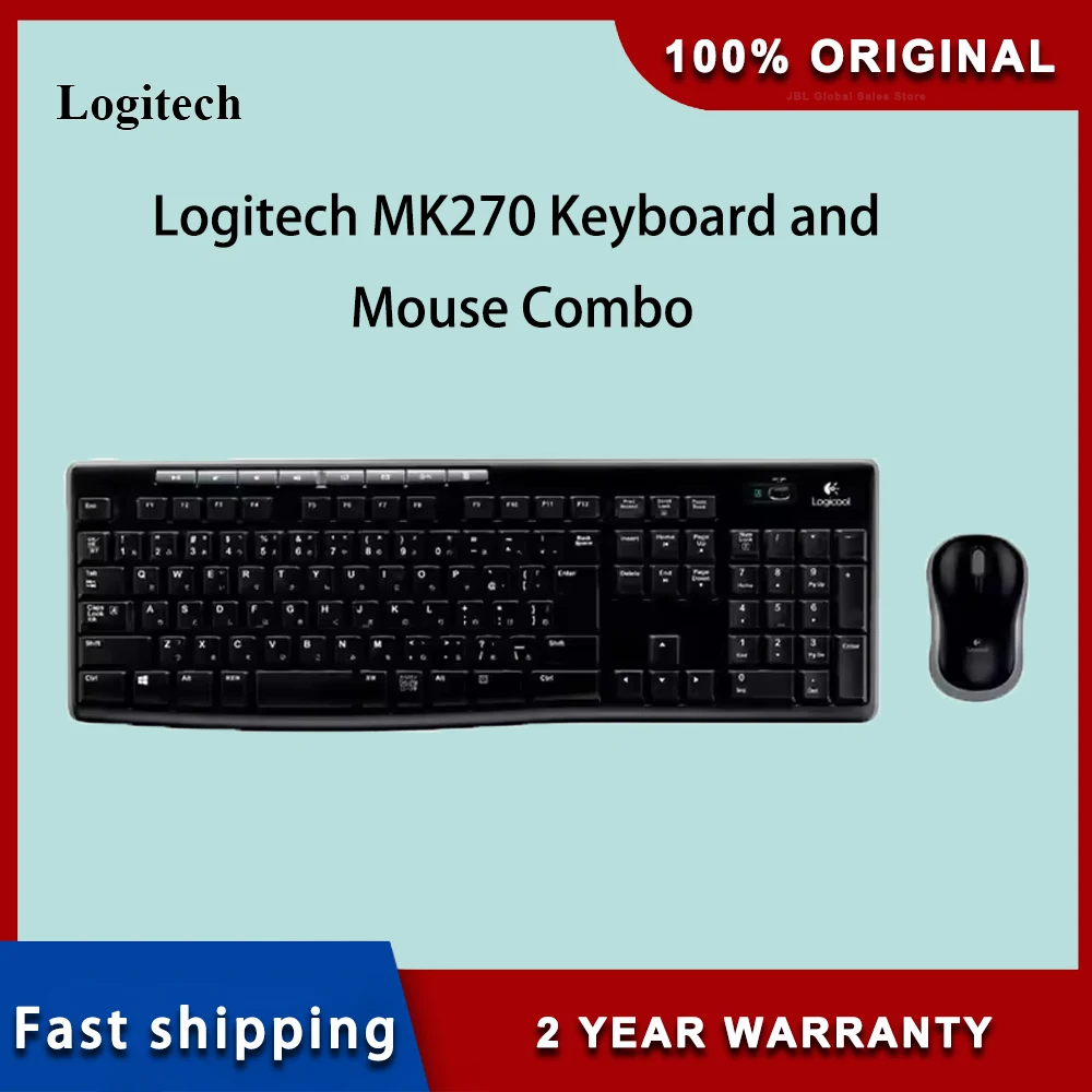 

100%Original Logitech MK270 Wireless Combo Keyboard and Mouse Spill-Resistant,Full-Size Design & Fingerprint-Resistant
