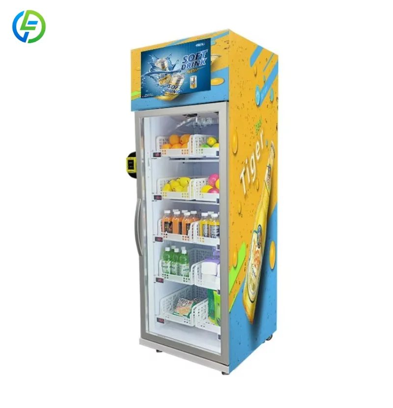 FL Weight Sensing Fridge Vending Machines for Small Business Sale Fresh Fruit Energy Drink Vending Machine for Gym Customized