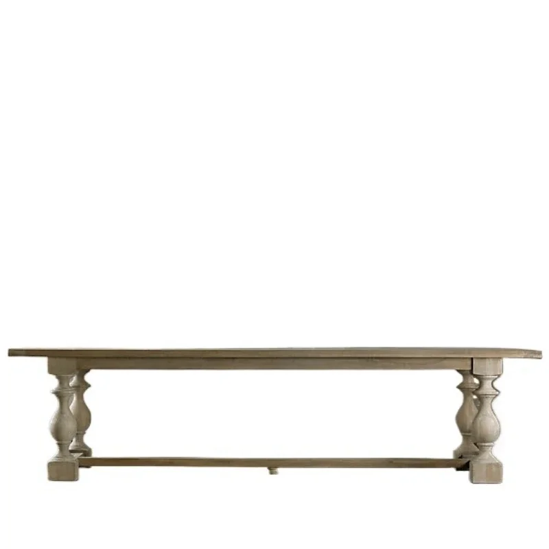 

American country solid wood dining table and chairs wabi sabi wind rectangular French bed and breakfast