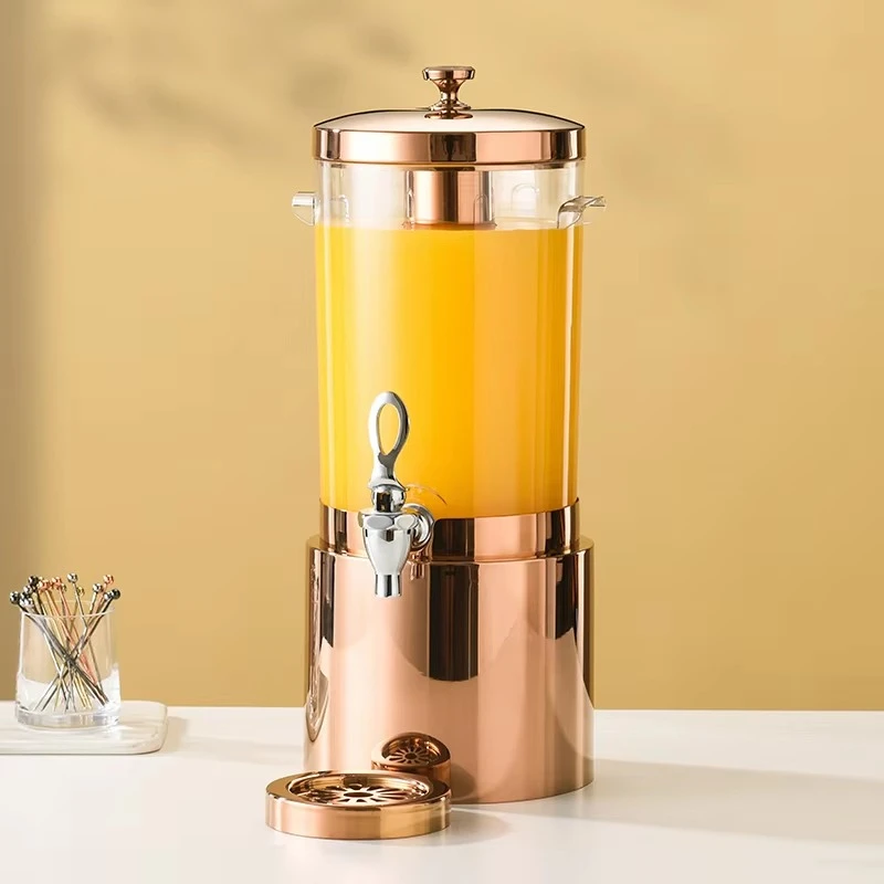 Gold stainless steel beverage/juice dispenser with faucet and ice core