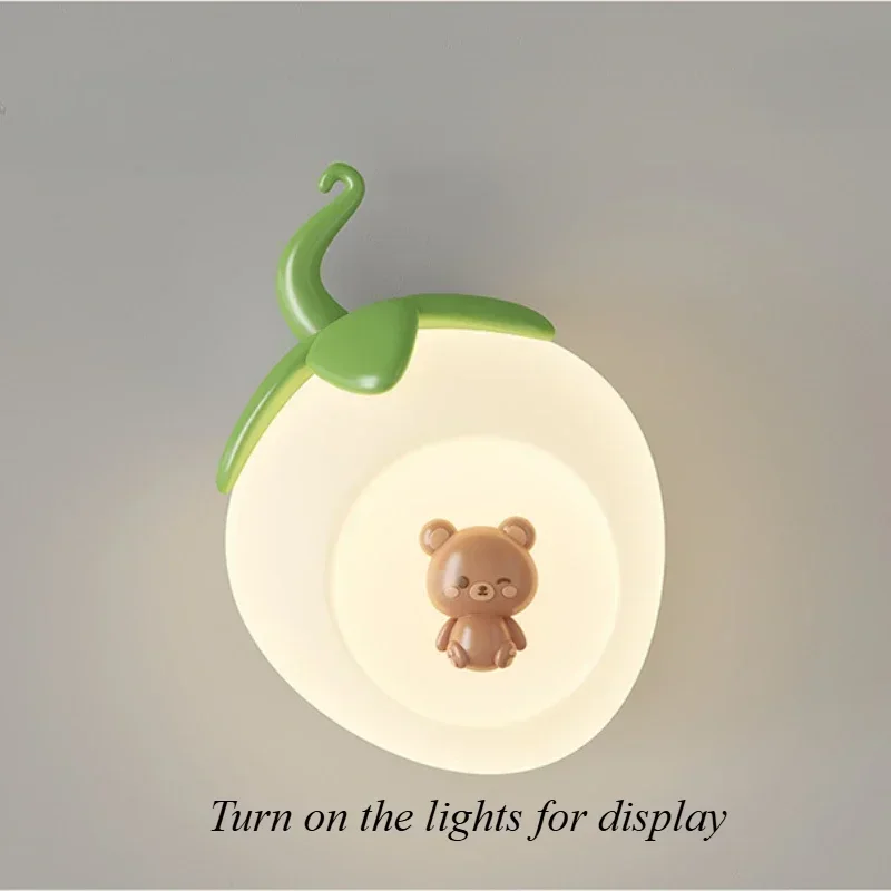 SANDYHA Cream Wall Lamp Cartoon Rabbit Bedside Light LED Lighting Fixture for Bedroom Living Children Room Home Decor Chandelier