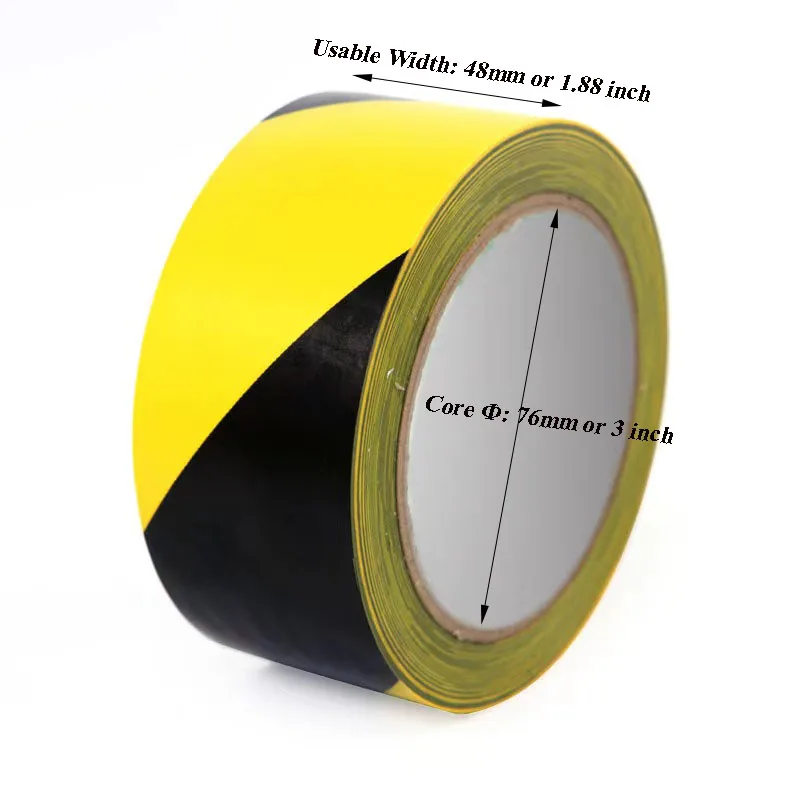 48mm x 33m PVC Hazard Adhesive Warning Tape Floor Marking Caution Tape for Road Barrier Bathroom Warning