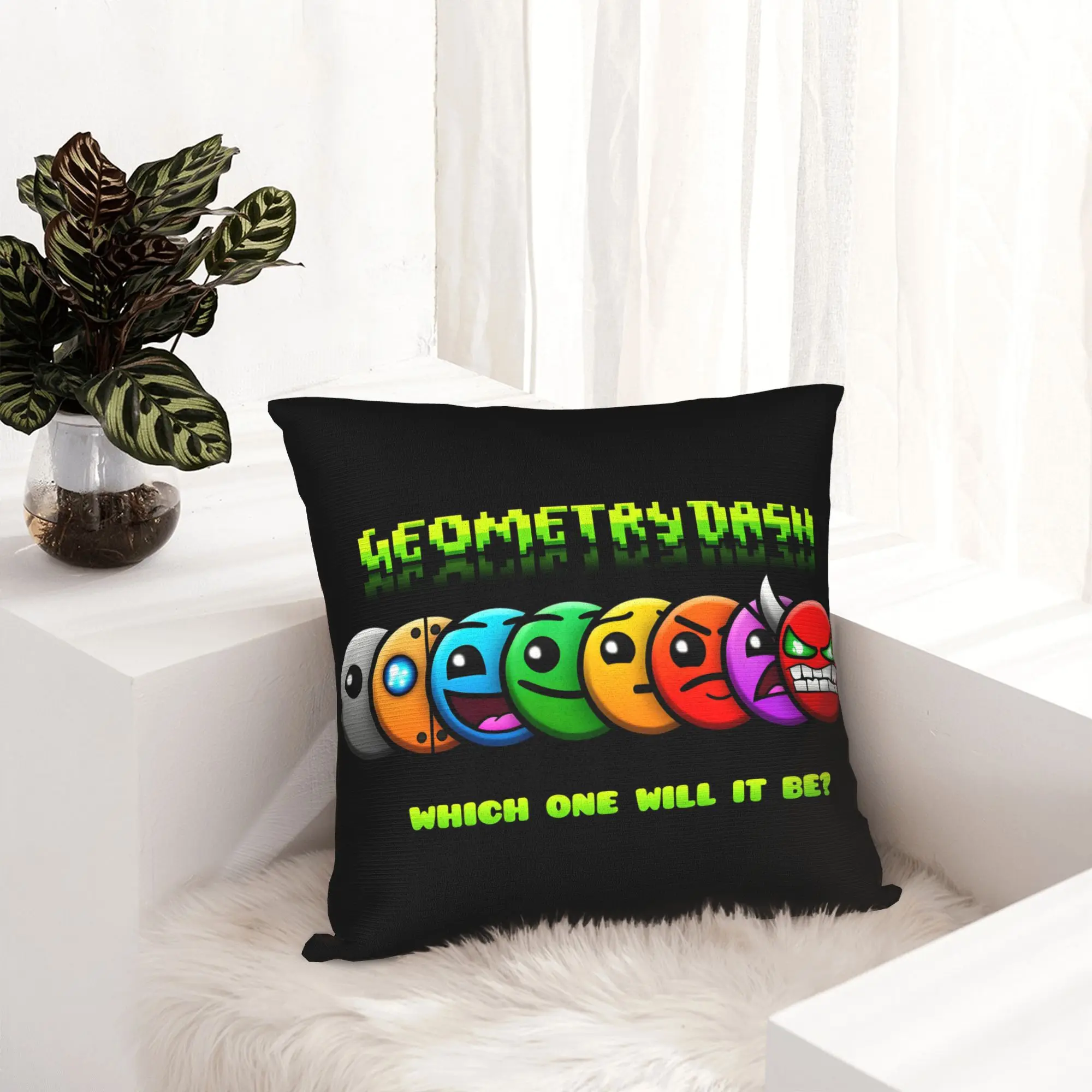 Luxury Demon Faces Game  Cushion Cover 45x45cm Velvet Geometry Dash  Pillow Case for Car Square Pillowcase Home Decor