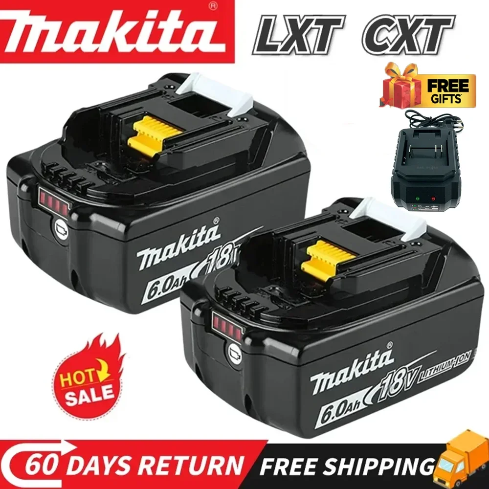 

Original Makita 18V 6Ah rechargeable battery, LED displays battery level, for Makita BL1830 BL1840BL1860B BL1850 power tools