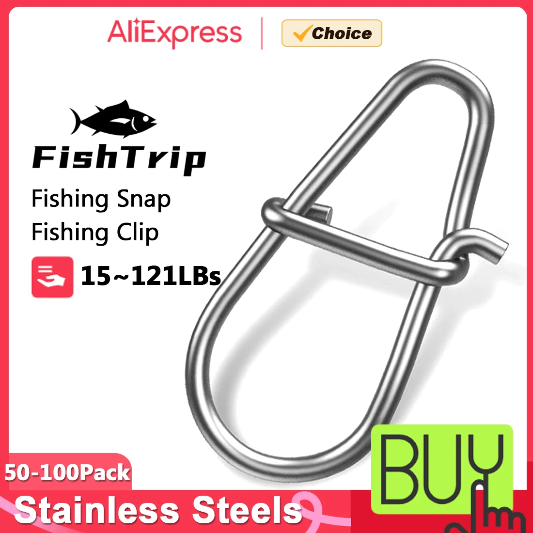 FishTrip Fishing Snap Lure Connector Fishing Clip Carabiner Snap Quick Change Snap Terminal Tackle Duo Lock Stainless Steel