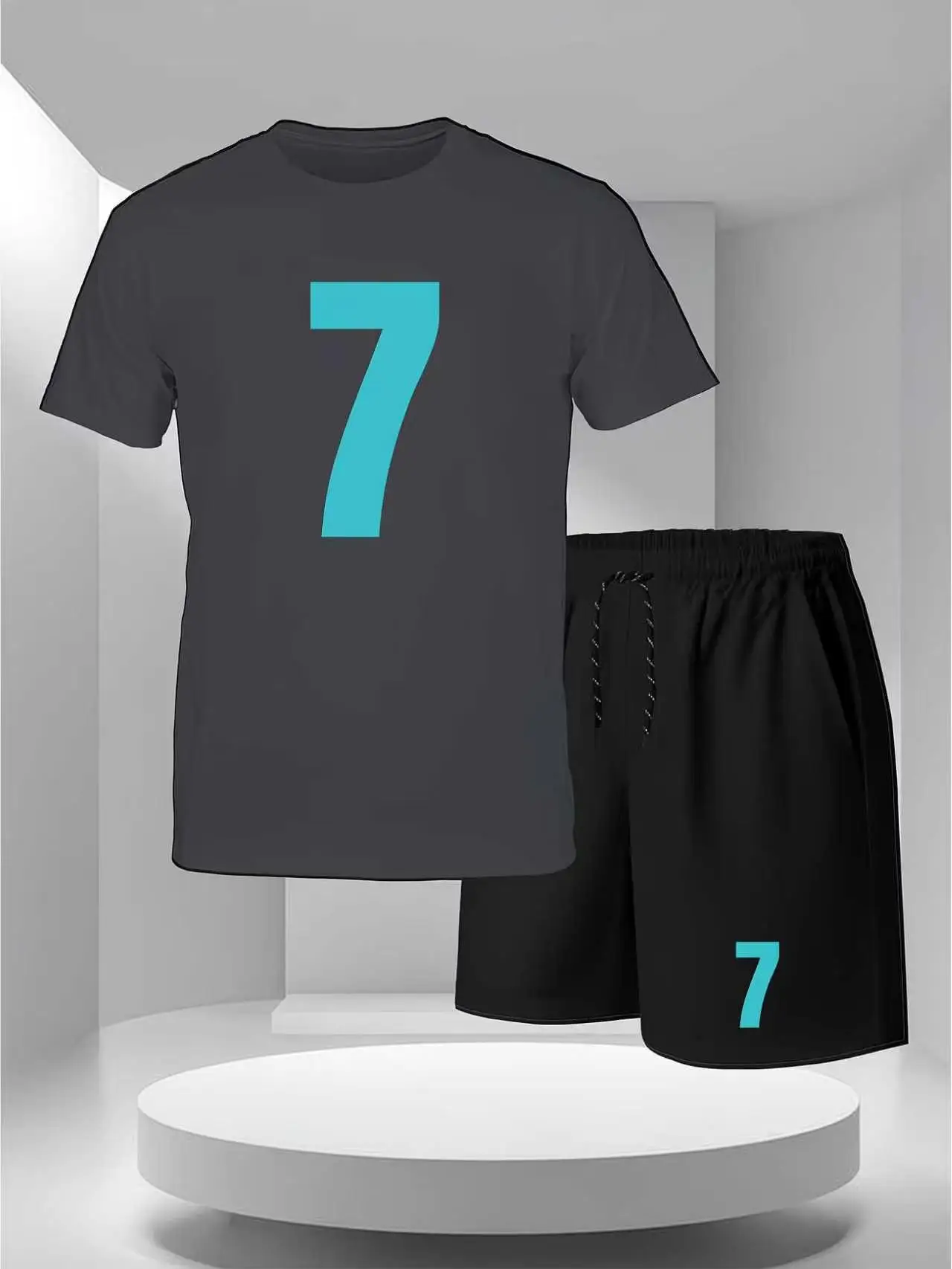 Men's short sleeved T-shirt and sports shorts set casual sportswear Korean fashion summer