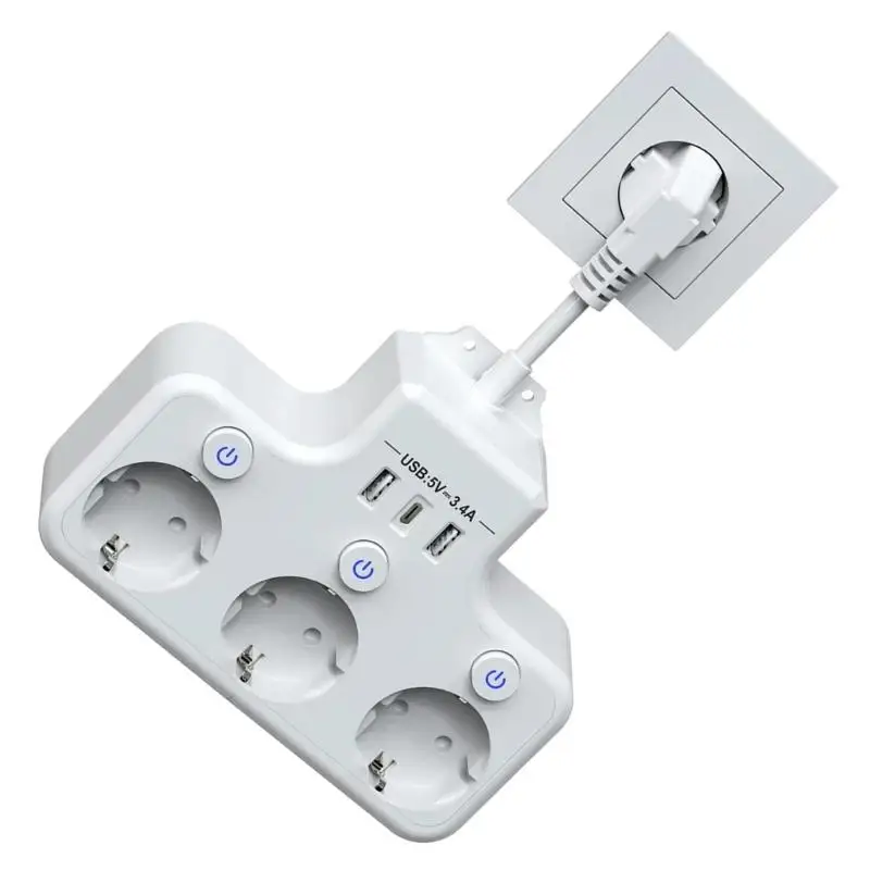 31BA Fireproof European Socket Extender Power Strips With Switching Button And Child Safety FeaturesFor Family Office Use