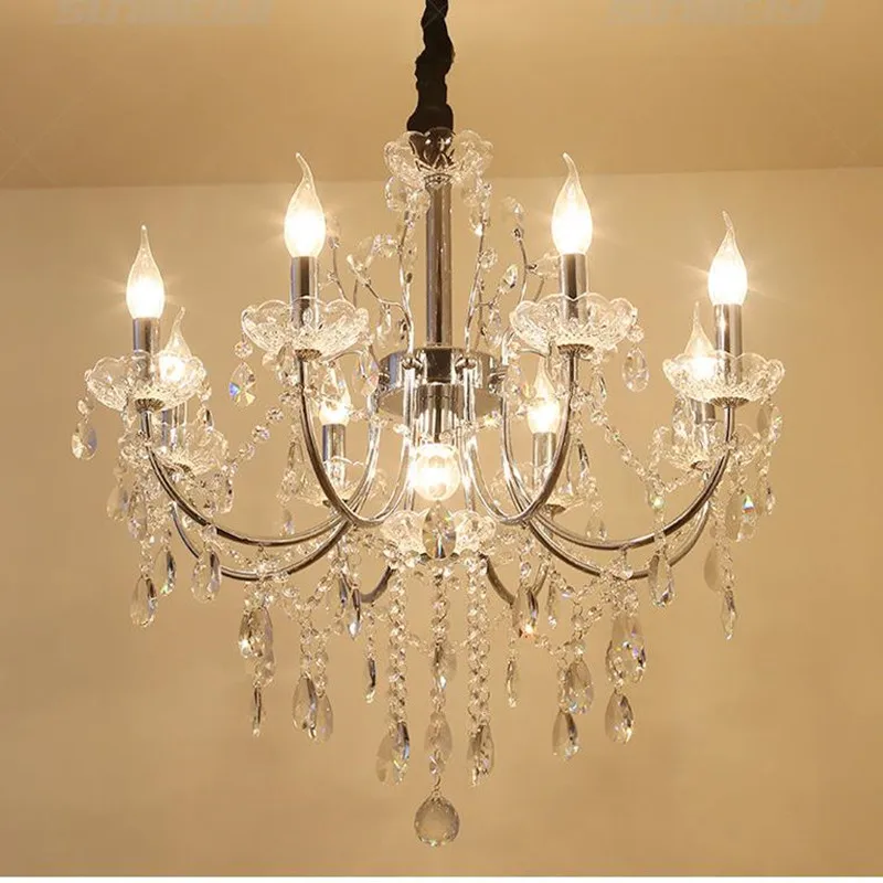 Multi-color Iron Crystal Chandelier Bedroom Living Room   E14 Bulb Decorative Ceiling LED Lamp