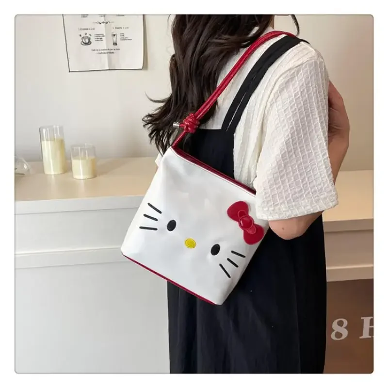 

Сумка через плечо Hello Kitty, новая милая сумка-ведро большой емкости для девочек, милые модные сумки на плечо с героями мультфильмов для женщин