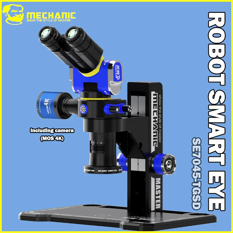 

Микроскоп MECHANIC ROBOT SMART EYE с 7-кратным-45-кратным зумом 45 ° Поворотный окуляр PL10X25 с камерой 4K для точного осмотра
