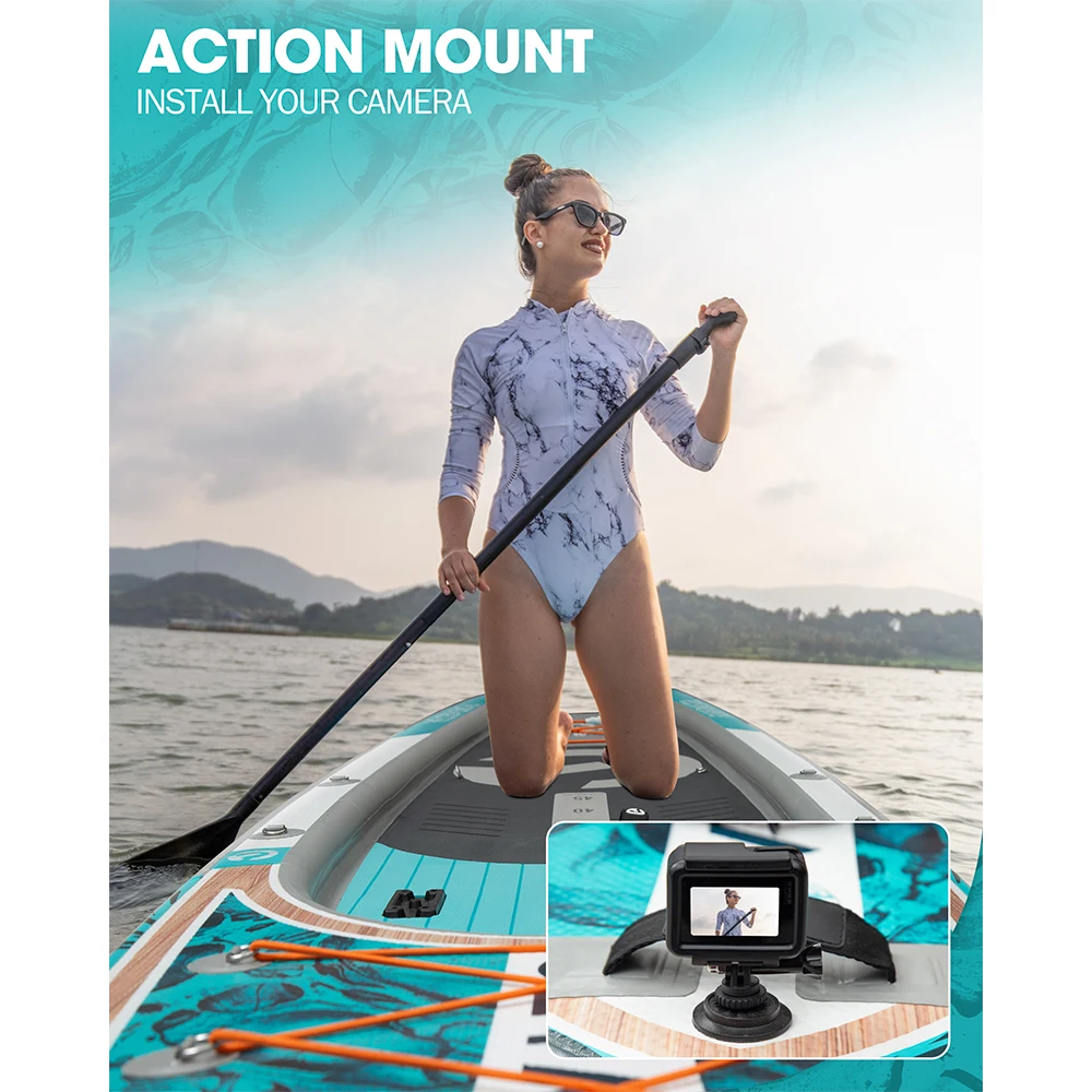 CETANA SUP مقاوم للماء لوح مجداف قابل للنفخ 11'6'x35'x7' نمط قائم مائي مع ملحقات الصيد لوح فرعي