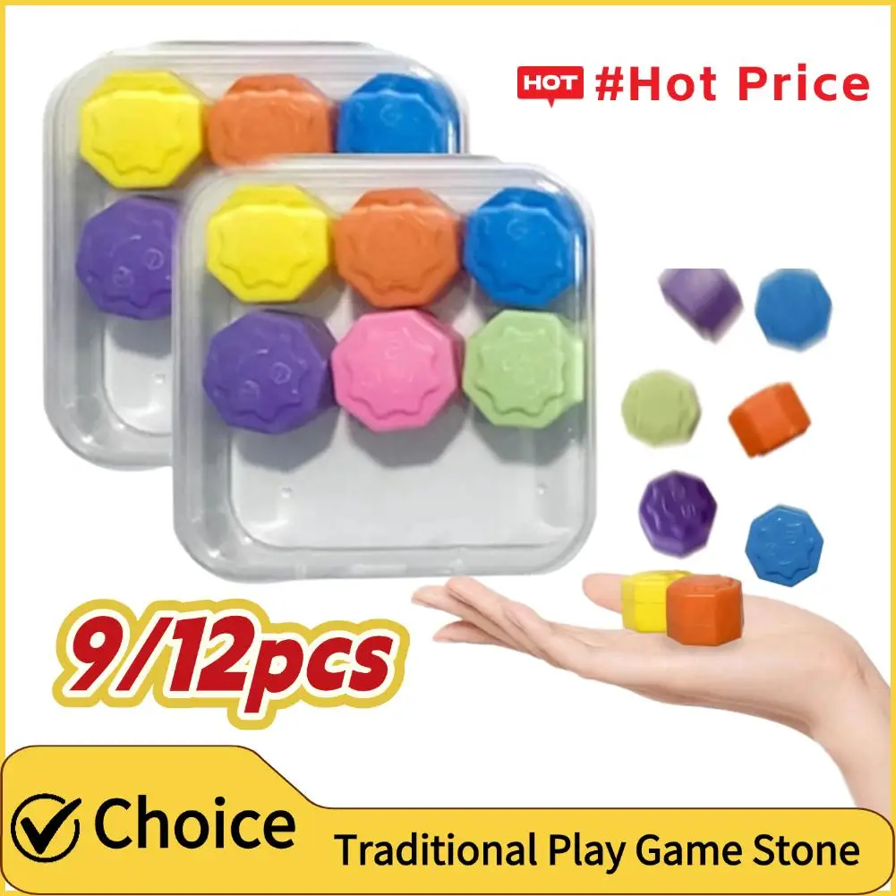 9/12pcs Gonggi Korean Game Stone Catching Toy Korean Gonggi Game Jack Stone Pebbles Set Hand Eye Coordination Training Folk Game