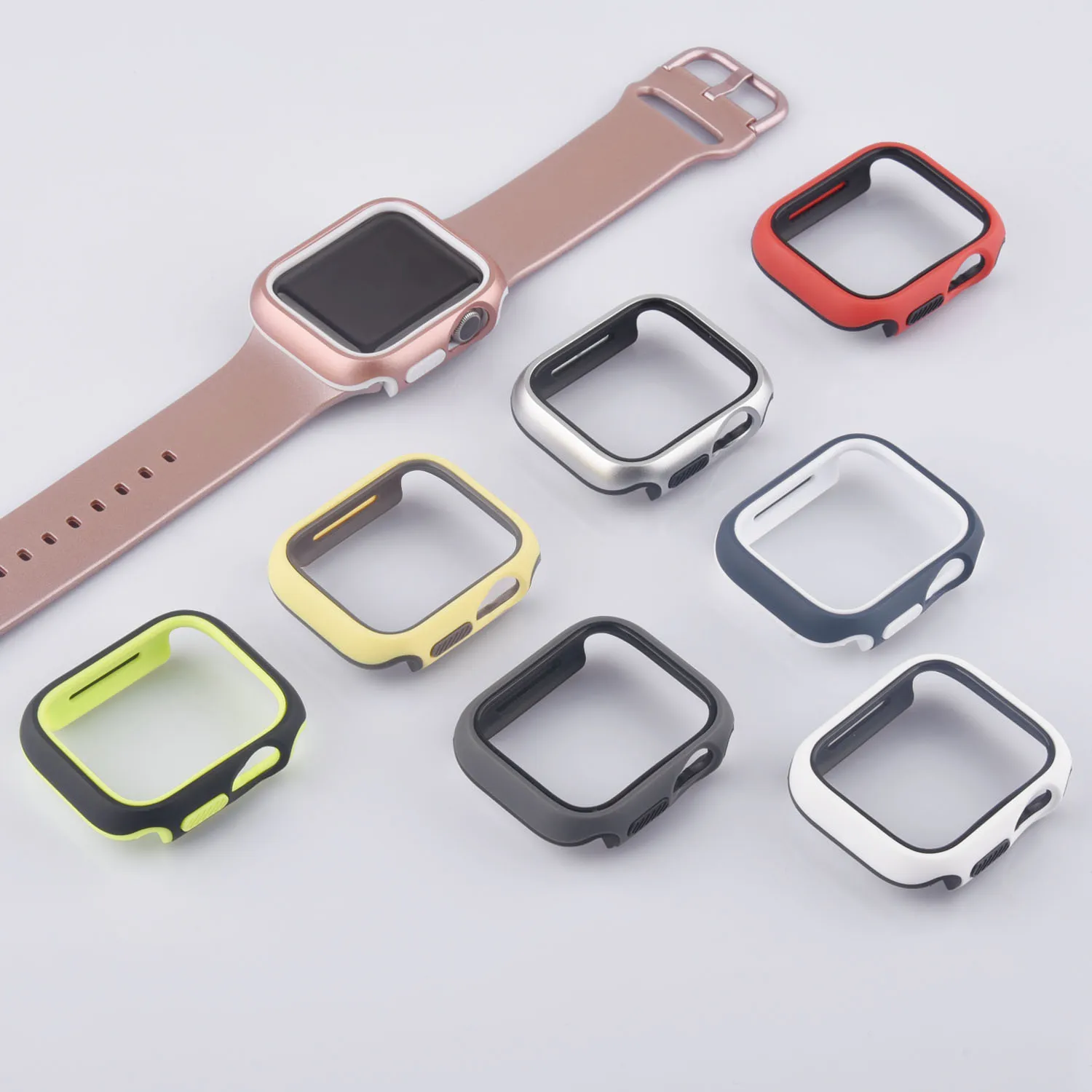 

Dual Color Case For Apple Watch series 6 5 4 SE 44mm 40mm waterproof Screen Protector Accessorie Bumper for iWatch series 6 5 4