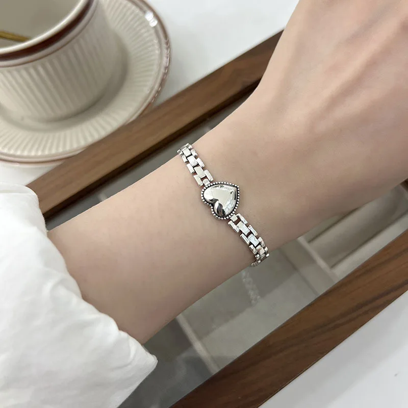 925 Sterling Silver Love Heart Bracelet for Women Gift Watch Chain Fashion Originality Design Jewelry Dropshipping