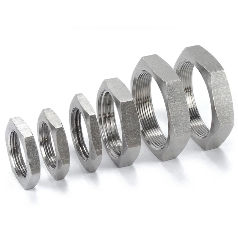 M4 M5 M6~M30 304/316 Stainless Steel Hexagon Thin Nut Root Mother Fine Teeth Nut Inch Pipe Pattern Locking Water Tank Water Tap