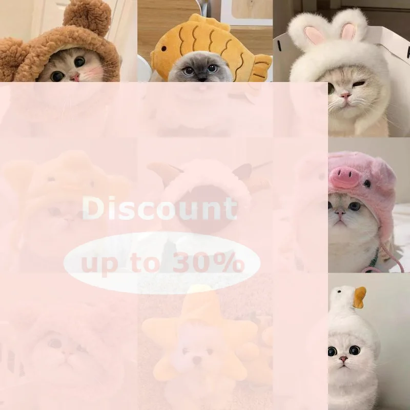 [Cute Plush Pet Hat Soft Animal Shaped Headwear Adorable Photo Props for Dog Cat Cosplay Party Daily Wear]
