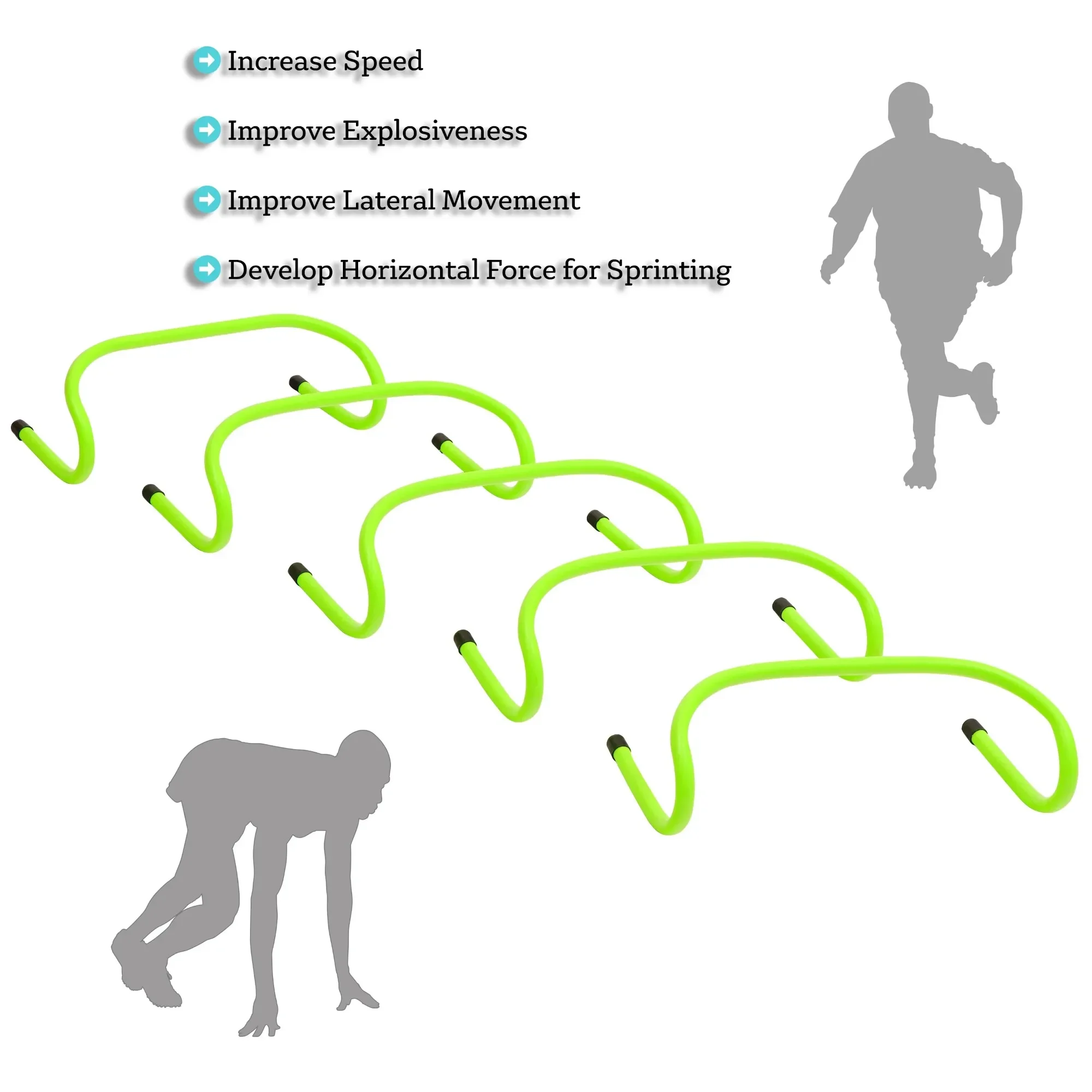 Hurdles de agilidad para entrenamiento de fútbol de 6 pulgadas, paquete de 5 taladros de velocidad ajustables, color verde claro para entrenamiento atlético