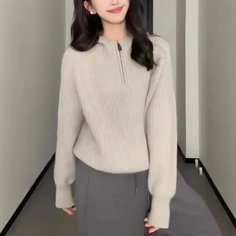 

Women's Sweater 2025 Autumn Winter Sweatshirt New Half Zip Hooded Pullover Sweater Casual Office Inner & Outer Wear Knit Top