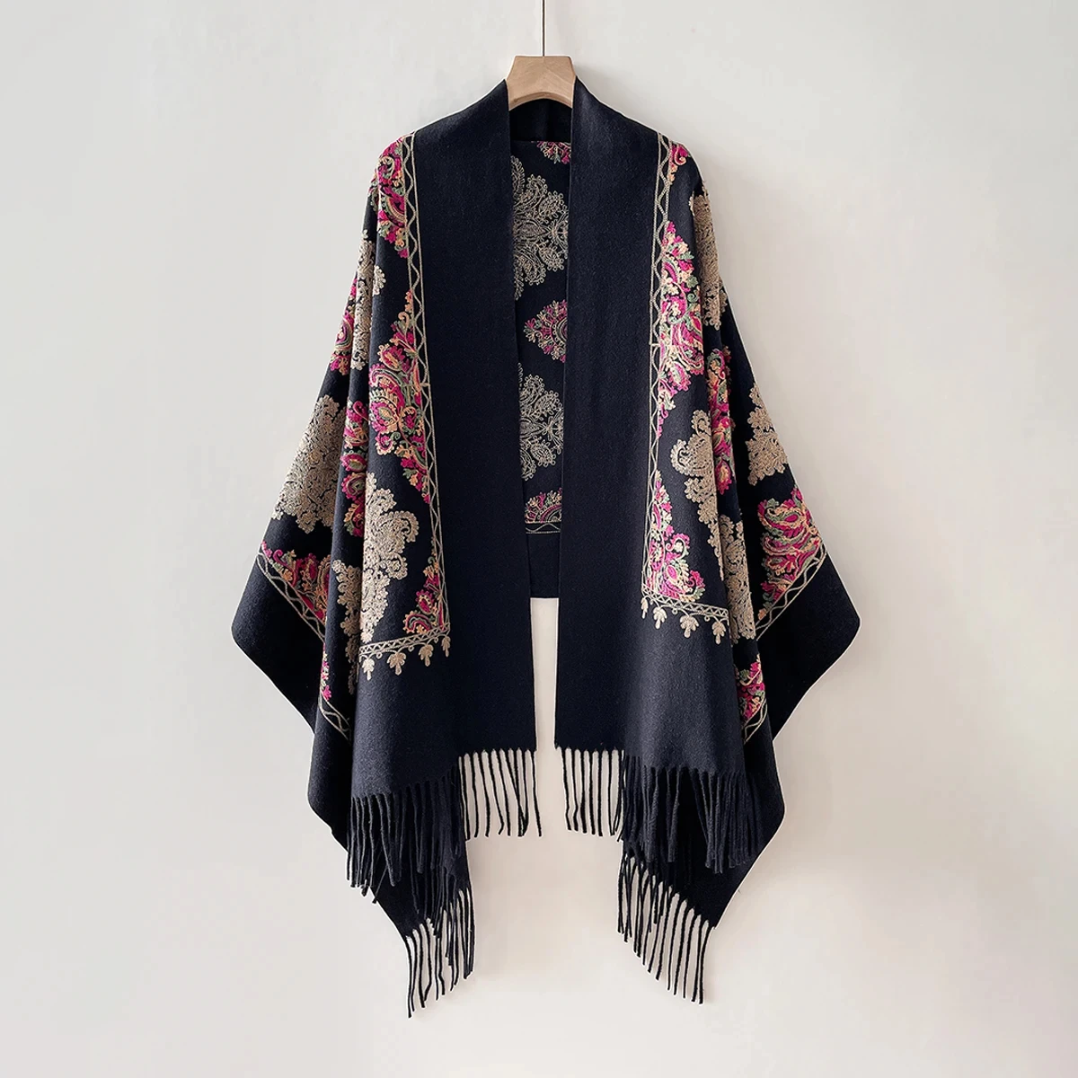 

Новый зимний теплый кашемировый шарф, женское одеяло из пашмины с вышивкой, толстая шаль 430 г, шейный платок, модное пончо Bufanda Echarpe